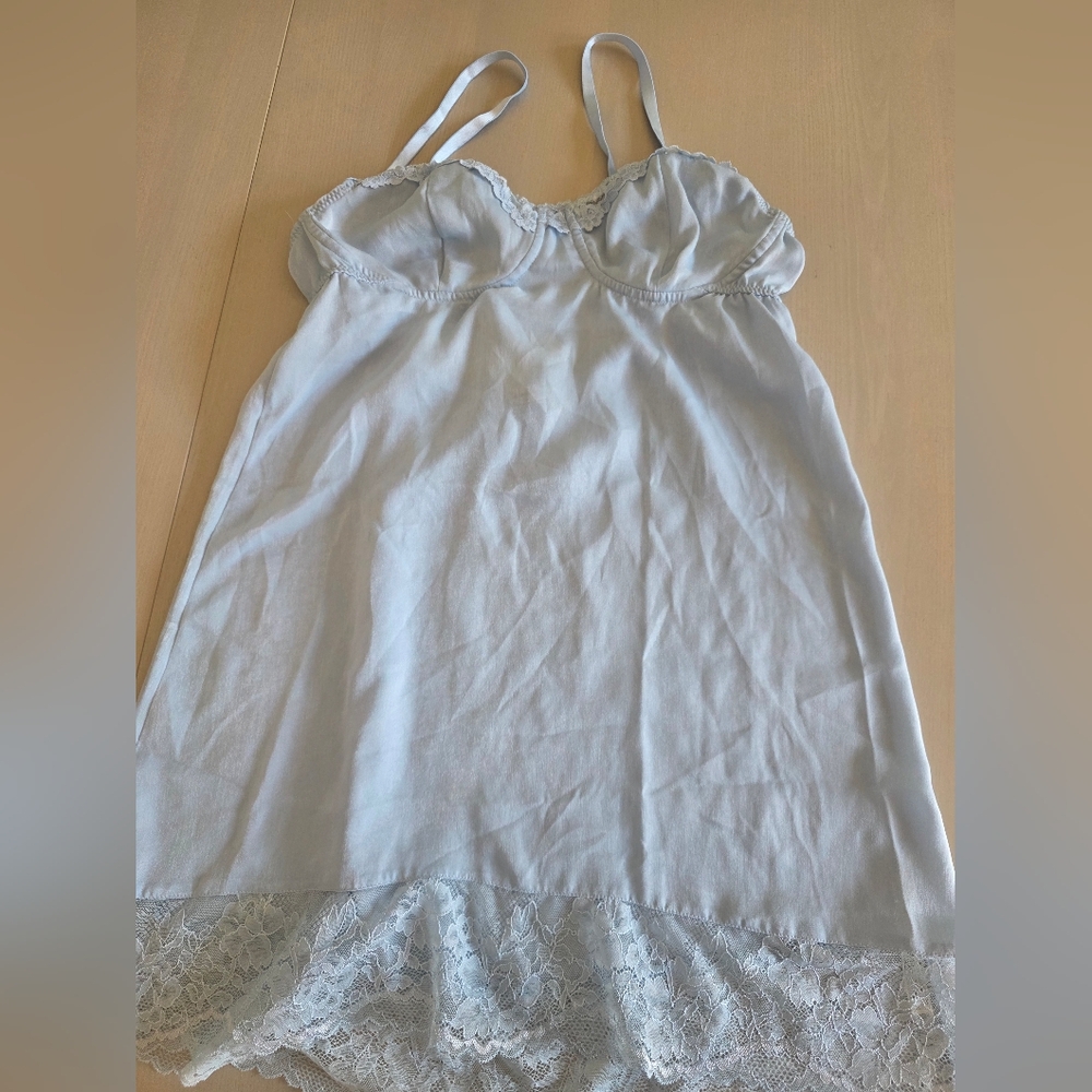 NWT Free People Women's Lace Trim Slip Dress Blue Size M - Picture 8 of 10